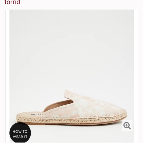 NWT TORRID SIZE 9.5 WW BLUSH TIE DYE CANVAS MULE ESPADRILLE - Picture 3 of 5